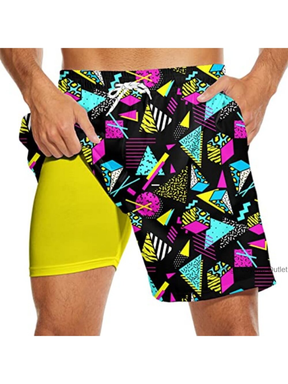 Mens Swim Trunks with Compression Liner Quick-Dry 2-in-1 Board Shorts for